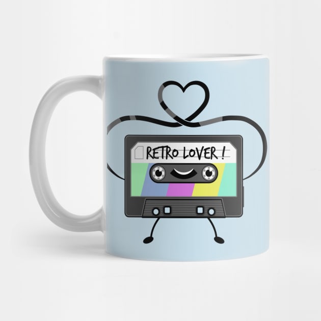 'Retro Lover!' Funny Cartoon Music Cassette Tape by DavidSpeedDesign